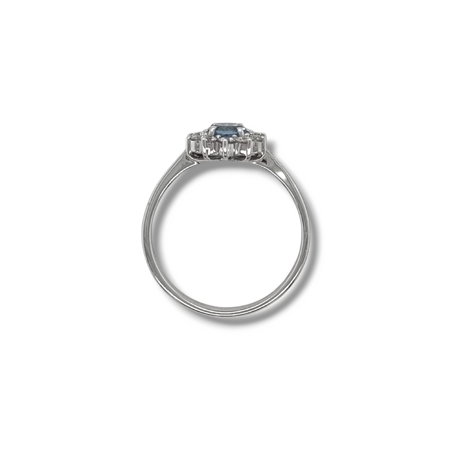 Aquamarine & Diamond Cluster Ring